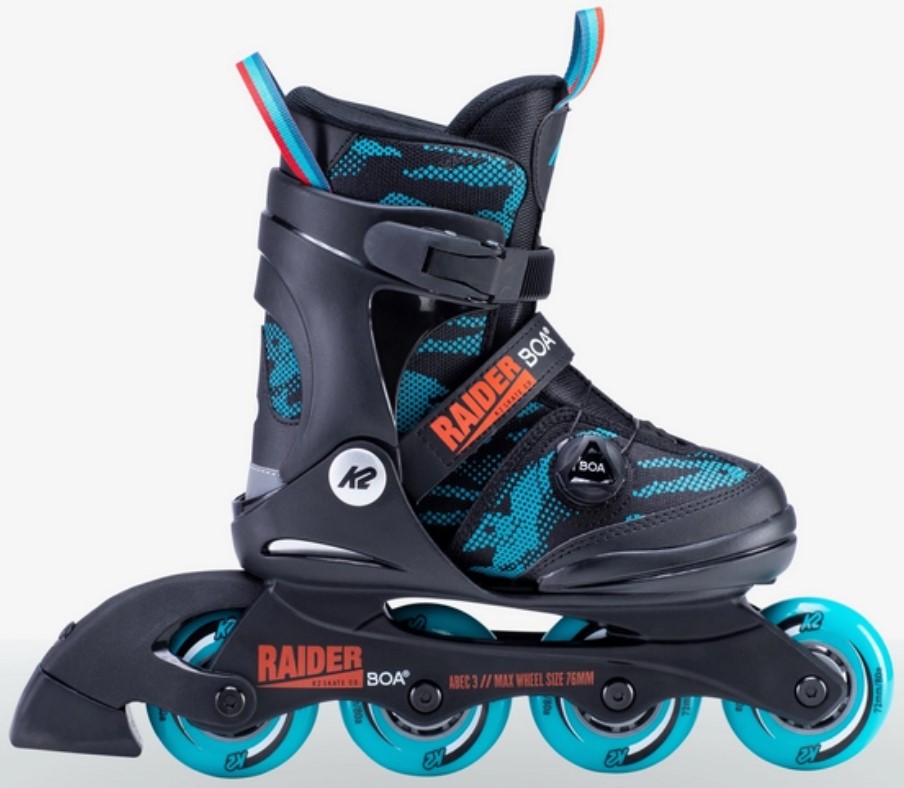 K2 Youth Skate Raider Boa with four wheels and Boa closure system side view